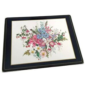 Pimpernel Cork Back Placemats Set of 4 Birds & Flowers Floral Cottagecore 16x12